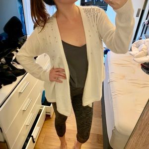 REISS Women’s Cardigan - White with Rhinestones